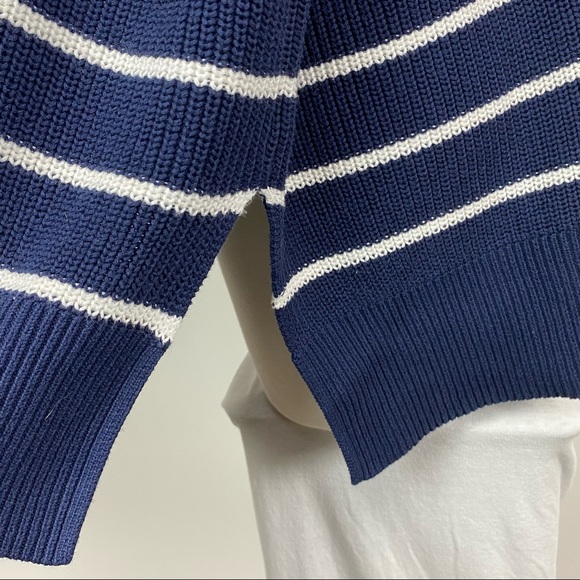 ATHLETA Peaceful Wrap Oversized Knit Open Cardigan Stripe Navy Blue - Size Small - Picture 7 of 9